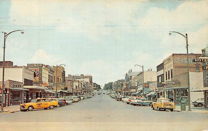 MCCOOK, NE Nebraska NORRIS AVE Barnett Lumber~Swans~50s Cars CHROME Street Scene