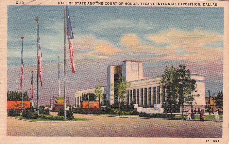 Postcard Hall of State + Court of Honor Texas Centennial Expo Dallas Texas