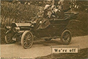 C-1910 Early Automobile Couple Greeting Postcard 21-9163