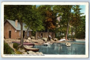 1920 East Hampton Connecticut CT Vintage Postcard Landing Strongs Pavilion Boat