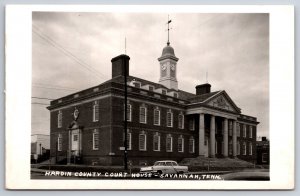 Savannah Tennessee~c1956 Lincoln Capri @ Hardin Co Courthouse~Doric Columns RPPC