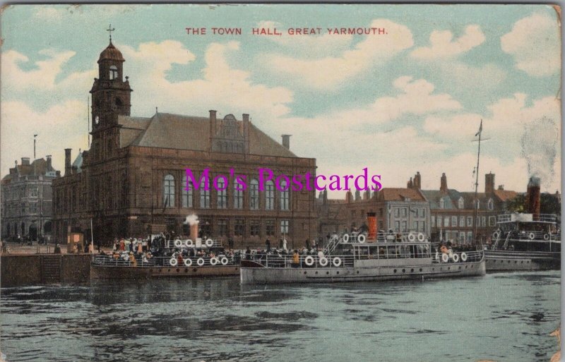 Norfolk Postcard - Great Yarmouth, The Town Hall. Posted 1911 -  RS38264