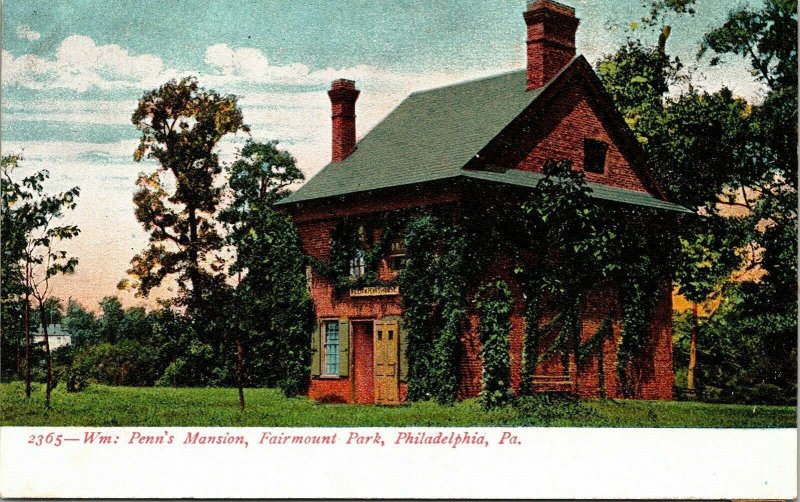 William Penns Mansion Fairmount Park Philadelphia PA Antique UDB Postcard UNP 