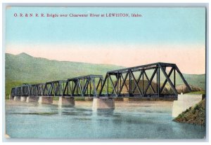 c1910 O.R. N.R.R. Bridge Clearwater River Lake Steel Lewiston Idaho ID Postcard 