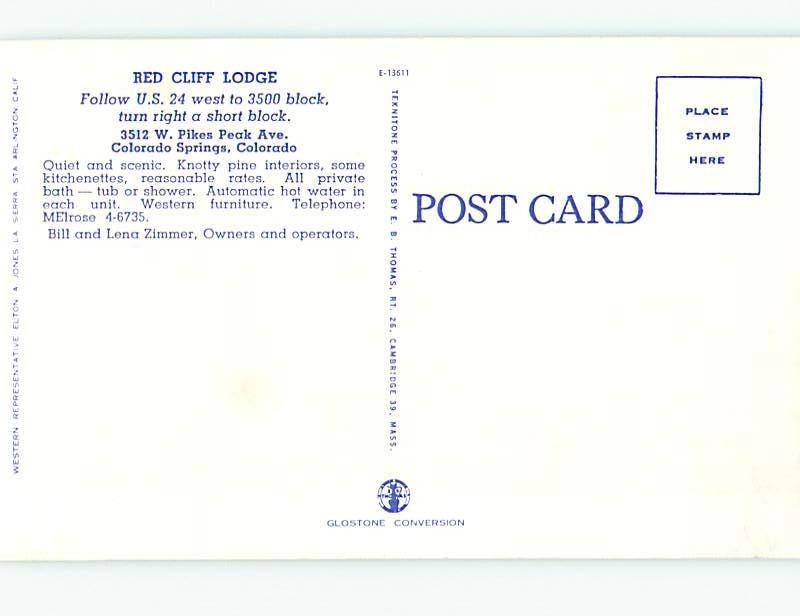 Unused Pre-1980 LODGE SCENE Colorado Springs Colorado CO J7202