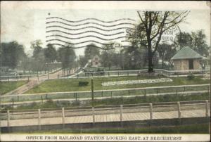 Queens NY Beechhurst RR Train Station Postcard c1910 SCARCE