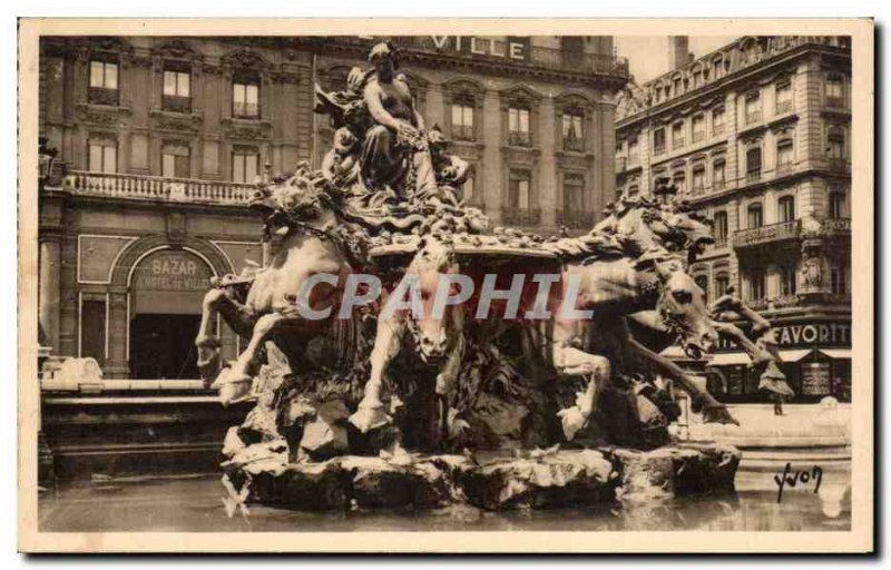 Postcard Old Lyon Bartholdi Fountain