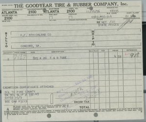 1956 Goodyear Tire & Rubber Company, Inc Piedmont Rd Atlanta GA Invoice 418