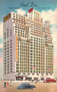 Vintage Postcard 1930's Time Square Hotel Dixie Bar & Lounge New York City NY