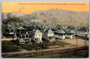Wheeling West Virginia 1912 Postcard Birdseye Aerial View Woodlawn Suburb