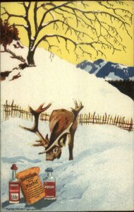 Kochit Soda Metal Plaster - Deer in Snow c1910 Postcard