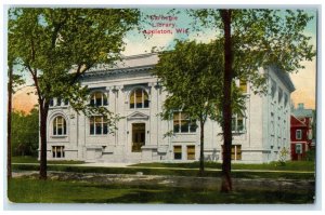 c1910 Carnegie Library Exterior Building Appleton Wisconsin WI Vintage Postcard