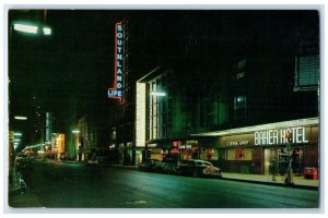 Night View Of Commerce Street In Downtown Dallas Texas TX Vintage Postcard