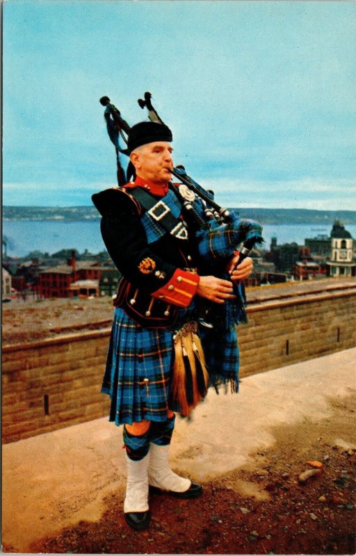 Highland Piper Pipe Major George Dey Nova Scotia Tartan Dressed VTG Postcard UNP 