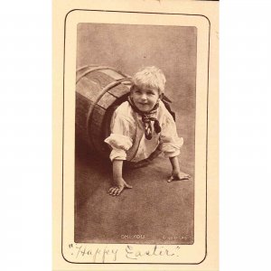 Vintage Postcard - Oh! You - Boy in A Barrel