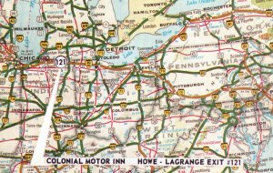 Vintage Postcard Colonial Motor Inn Howe-Lagrange Exit Centerville Road Sturgis