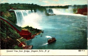 General View Bridge Niagara Fall New York NY Antique Postcard UNP WOB DB 