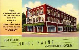 Linen Postcard Hotel Hayne in Walterboro, South Carolina