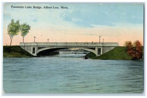 c1910 Fountain Lake River Exterior Bridge Albert Lea Minnesota Vintage Postcard