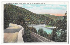 River Drive Along Delaware Water Gap, Pennsylvania Unused White Border Postcard