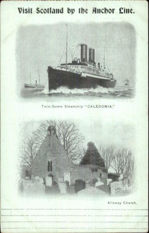 Anchor Line Steamship Caledonia - Alloway Scotland c1900 Postcard