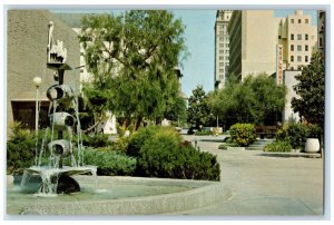 Fresno's Mall Water Fountain Garden Scene California CA Vintage Postcard 