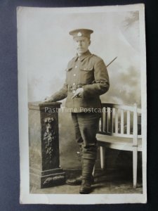 WW1 Military Studio Portrait of Soldier Old RP Postcard by Seaman of Colchester