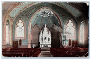 1910 St. Pauls Lutheran Church Altar Chapel Interior Appleton Wisconsin Postcard