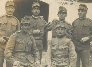 Military Group Soldiers Belgian Army Aubechies World War 1 Vintage RPPC 07.71