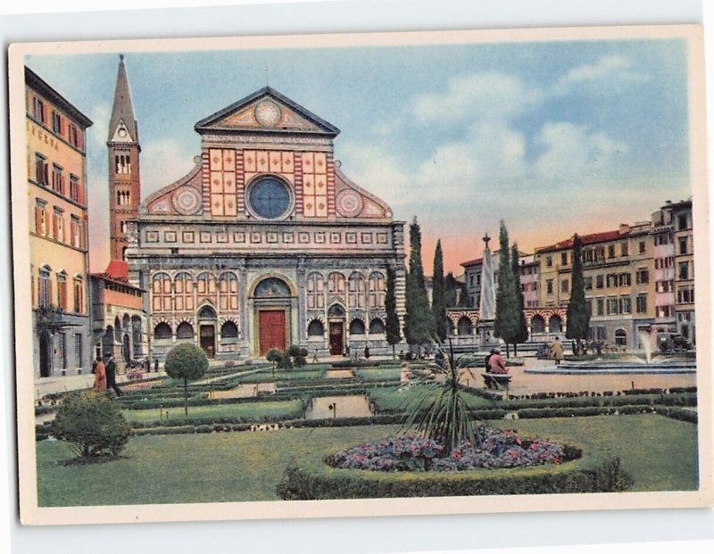 Postcard Square and Church of S. Maria Novella, Florence, Italy