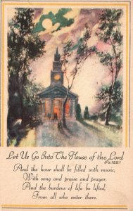 Vintage Postcard 1937 Let Us Go Into The House Of The Lord & Be Filled w/ Love