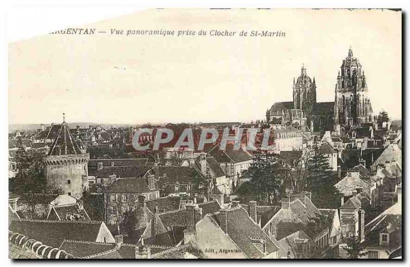 Old Postcard Argentan panoramic view from the bell tower of St Martin