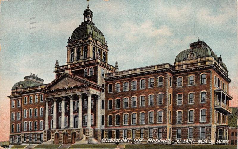 OUTREMONT QUEBEC CA~PENSIONAT du SAINT nom de MARIE POSTCARD 1910 PSTMK