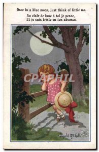 Old Postcard Fantasy Illustrator Donald McGill Child Once in a blue moon