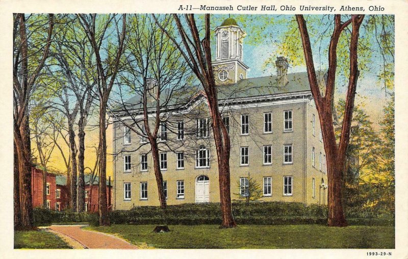 ATHENS, Ohio OH    MANASSEH CUTLER HALL~Ohio University  ca1940's Postcard