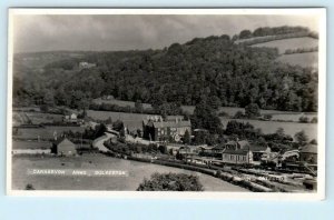 RPPC - DULVERTON, Brushford England UK ~ Birdseye CARNARVON ARMS Postcard