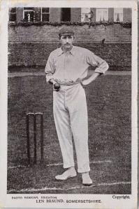 Len Braund Somersetshire England UK Cricket c1906 Hawkins Postcard E56