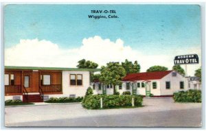 WIGGINS, CO Colorado ~ Roadside TRAV-O-TEL 1957 Morgan County Linen Postcard