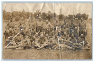 c1910's US Army Soldier Company RPPC Photo Posted Antique Postcard