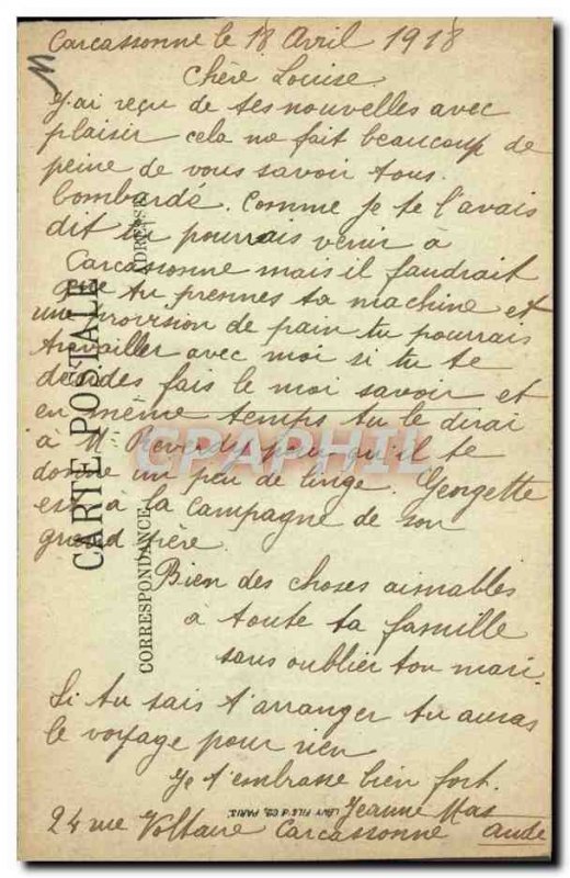 Old Postcard Carcassonne Le Chateau