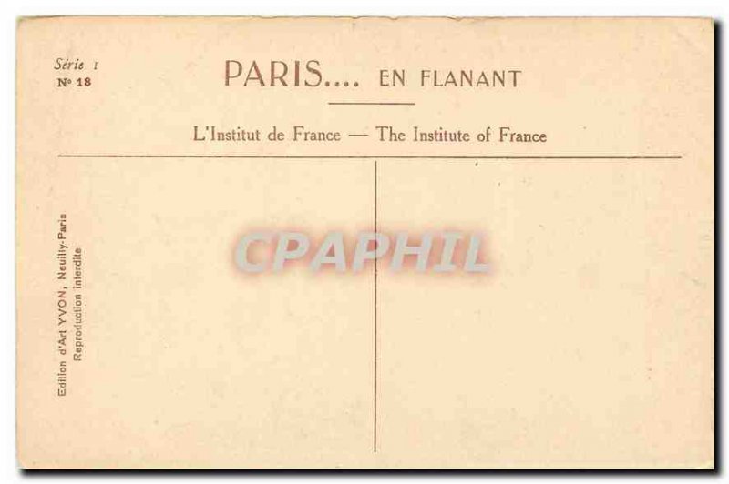 Old Postcard Paris Institut de France