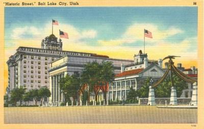 Historic Street, Salt Lake City, Utah unused linen Postcard