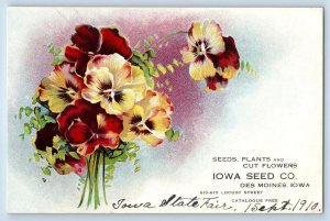 c1910 Seeds Plants Cut Flowers Iowa Seed Co. State Fair Des Moines Iowa Postcard