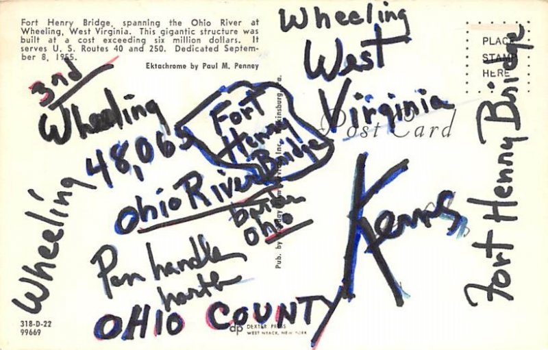 Fort Henry Bridge Fort Henry Bridge - Wheeling, West Virginia WV Postcard