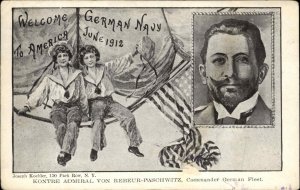 US America Welcomes German Navy 1912 Admiral Von Rebeur-Paschwitz PC