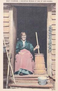 North Carolina Churning A Mountain Woman At One Of Her Chores