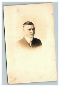 Vintage 1920's RPPC Postcard Photo of Young Good Looking Man