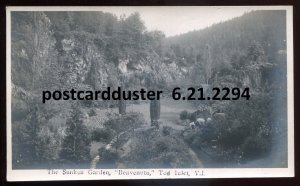 h1598 - TOD INLET BC 1920s Vancouver Island Sunken Garden. Real Photo Postcard