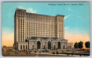 Michigan Central Station, Detroit Mi, Vintage Curt Teich Postcard