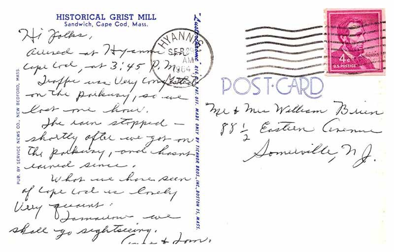 Postcard BUILDING SCENE Sandwich Massachusetts MA AS2949